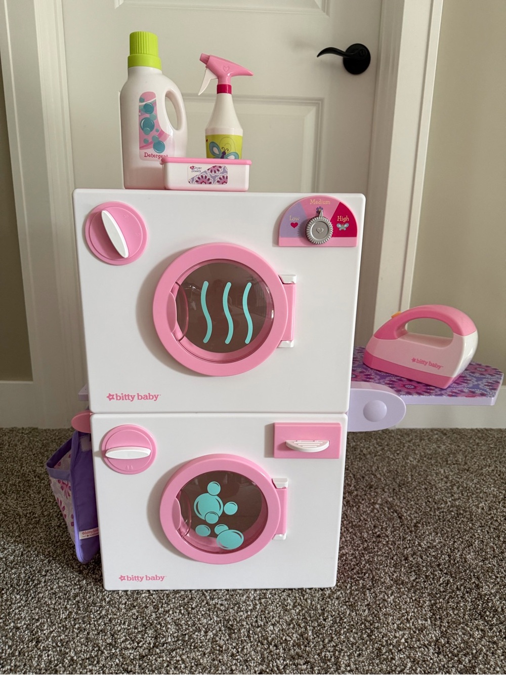 Bitty Baby Pink & White Washer and Dryer Pretend Playset